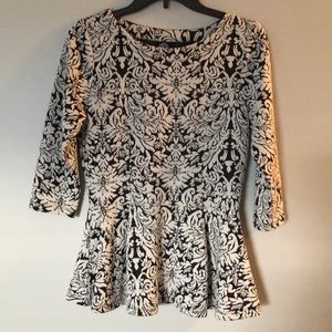 Peplum Black and White Top